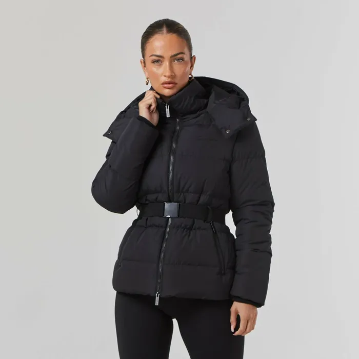 Closure London Belted Ski Jacket Black Women Coats and Jackets
