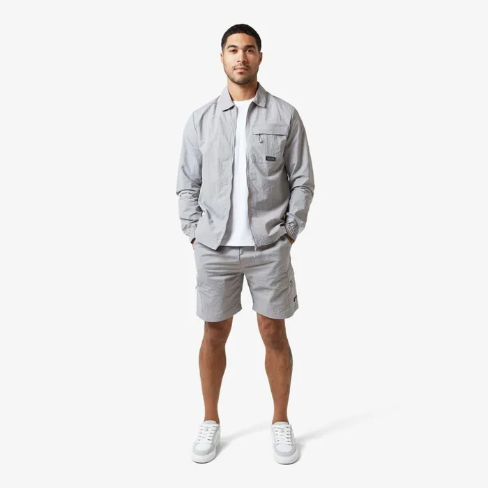 Closure London Crinkle Nylon Tech Overshirt Frost Grey Men Overshirts