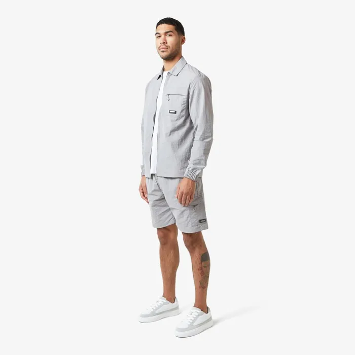 Closure London Crinkle Nylon Tech Overshirt Frost Grey Men Overshirts