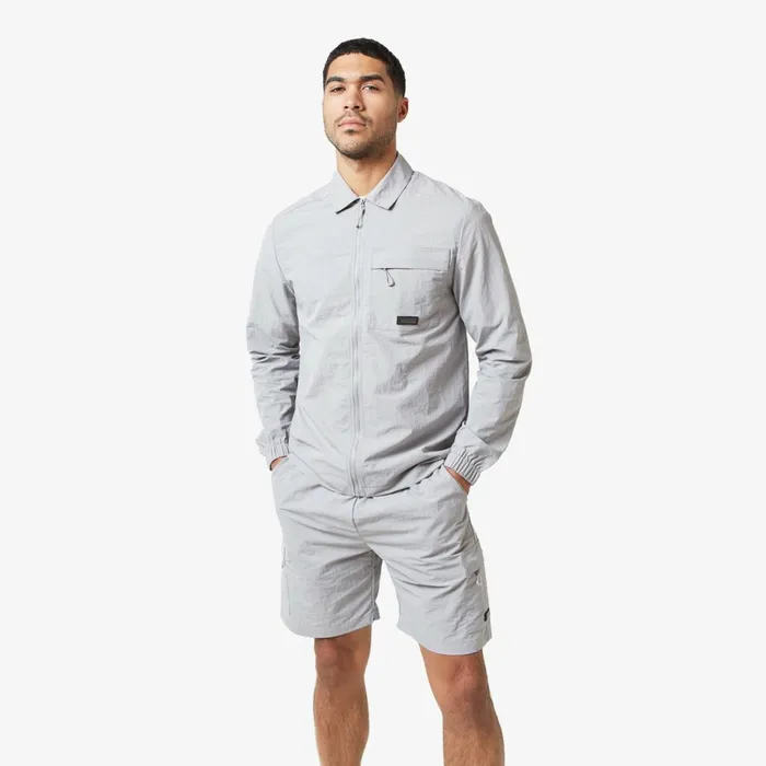 Closure London Crinkle Nylon Tech Overshirt Frost Grey Men Overshirts