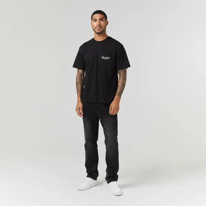 Closure London Script Logo Pocket TShirt Black Men TShirts
