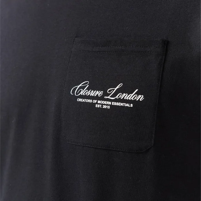 Closure London Script Logo Pocket TShirt Black Men TShirts