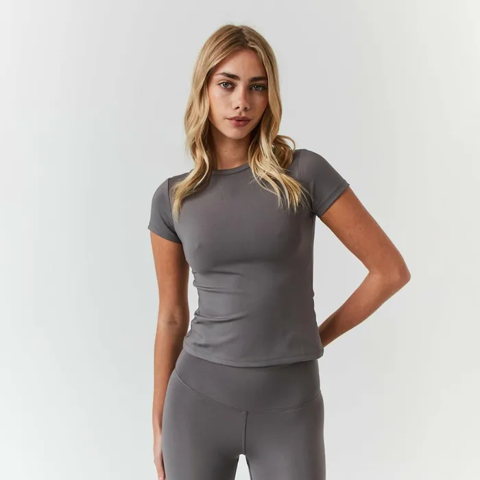 Closure London Second Skin Crop Top Grey Women Knitwear