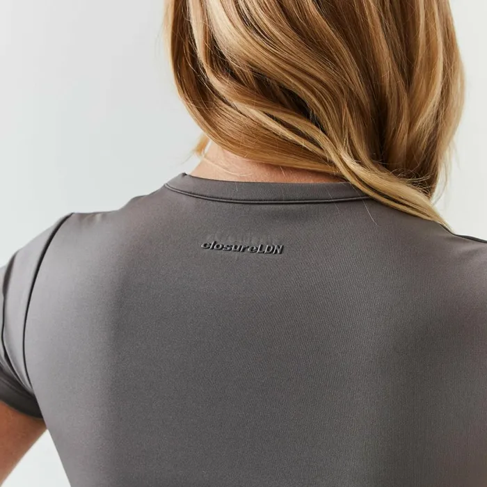 Closure London Second Skin Crop Top Grey Women Knitwear