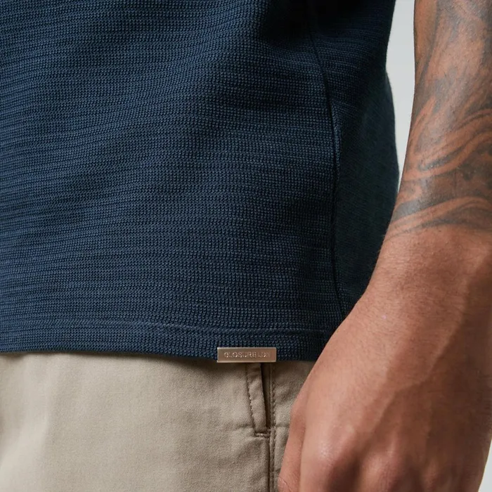 Closure London Tonal Knit Zipped Polo Navy Men Knitwear
