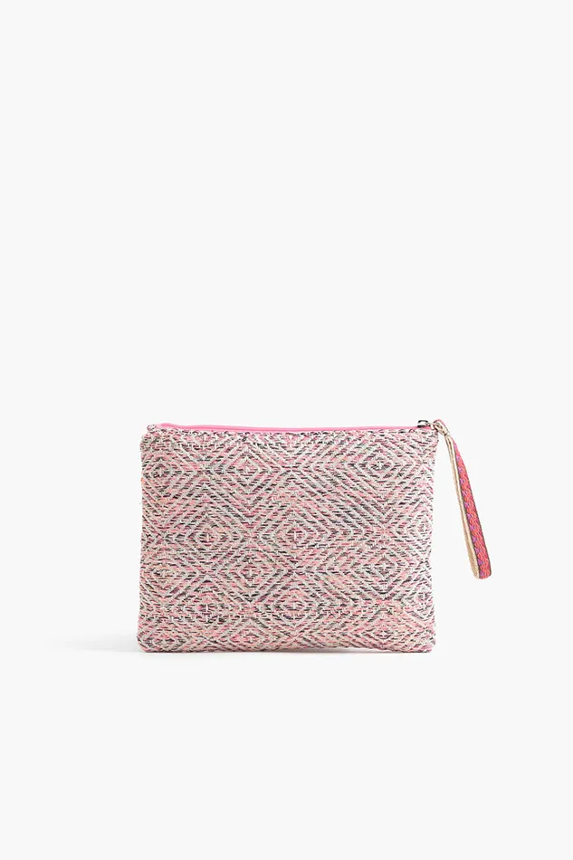 Clutches America and Beyond Women Orange to Mauve Ombre Embellished Top Zip Clutch