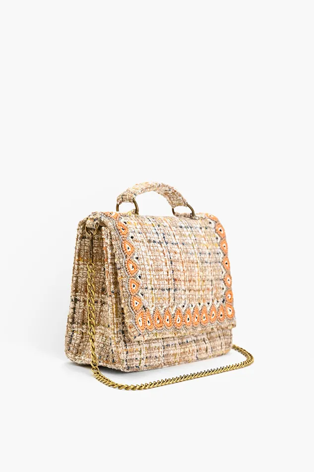 Clutches Hand Held beaded Clutch with Adjustable Chain Natural America and Beyond Women