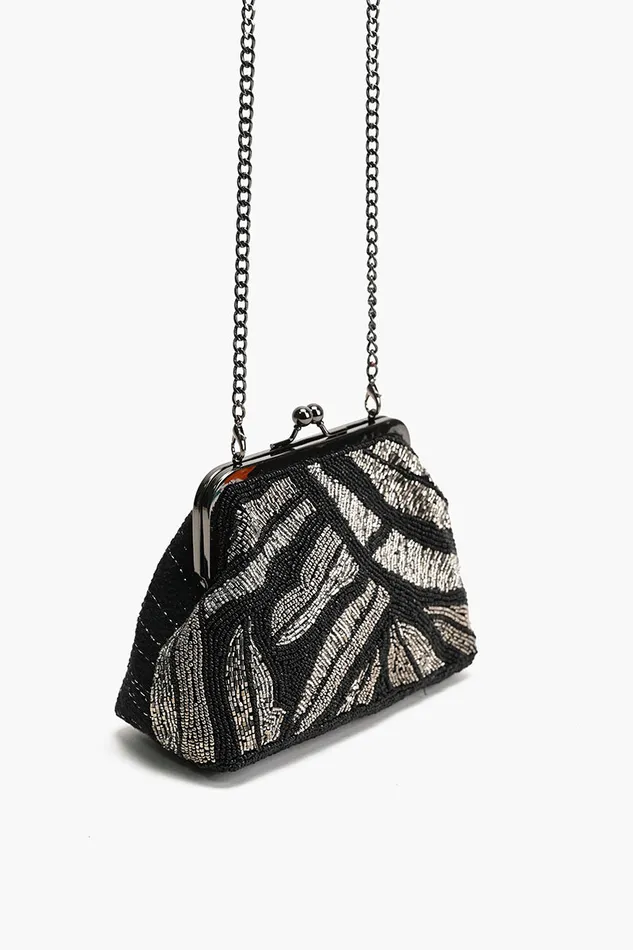 Clutches Women Midnight Silver Swirl Frame Clutch America and Beyond