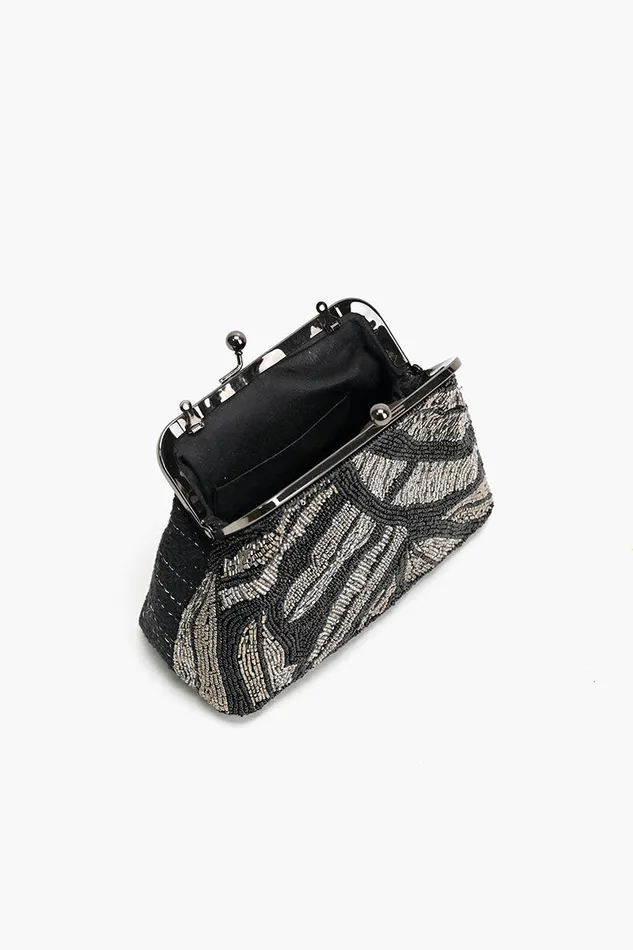 Clutches Women Midnight Silver Swirl Frame Clutch America and Beyond