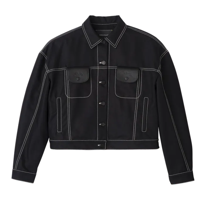 Coats and Jackets Longchamp Women Topstitching short jacket Black