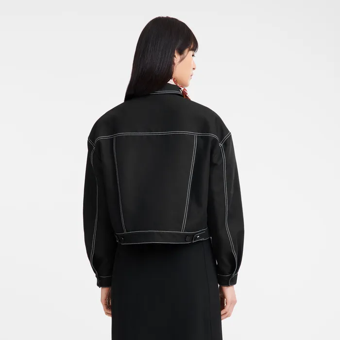 Coats and Jackets Longchamp Women Topstitching short jacket Black Coats and Jackets Longchamp Women Topstitching short jacket Black