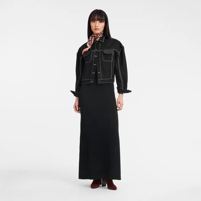 Coats and Jackets Longchamp Women Topstitching short jacket Black Coats and Jackets Longchamp Women Topstitching short jacket Black