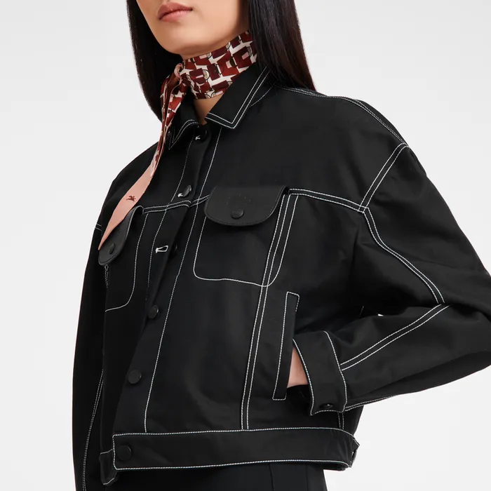 Coats and Jackets Longchamp Women Topstitching short jacket Black Coats and Jackets Longchamp Women Topstitching short jacket Black