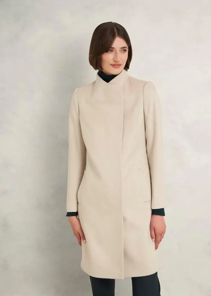 Coats and Jackets Women HOBBS Marissa Wool Coat Buff Grey