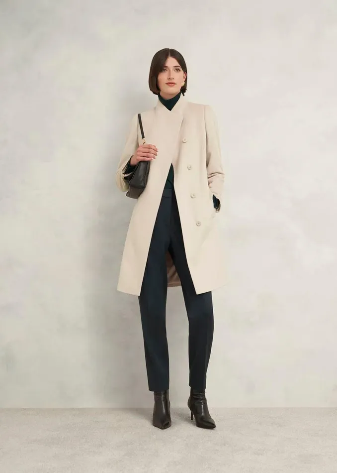 Coats and Jackets Women HOBBS Marissa Wool Coat Buff Grey