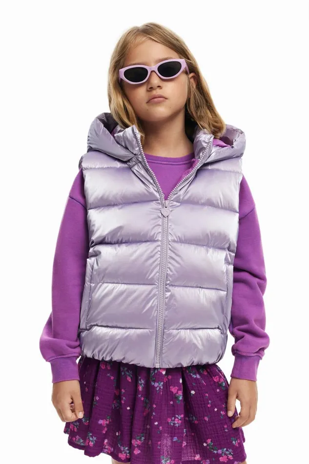 Coats And Jackets Kids Desigual Metallic Padded Vest Red