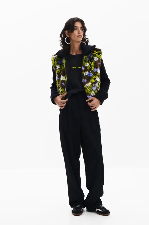 Coats And Jackets Women Desigual Combined Floral Jacket Black