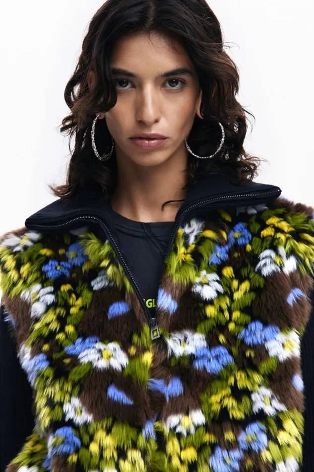 Coats And Jackets Women Desigual Combined Floral Jacket Black