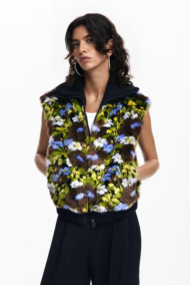 Coats And Jackets Women Desigual Combined Floral Jacket Black