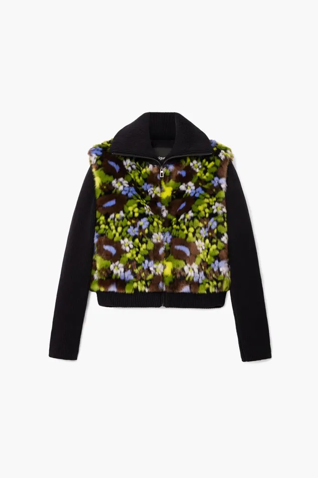 Coats And Jackets Women Desigual Combined Floral Jacket Black
