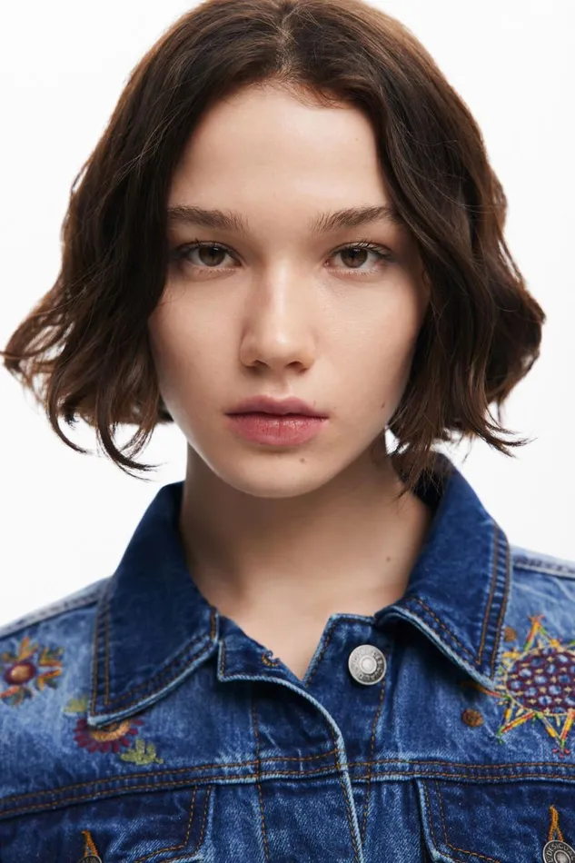 Coats And Jackets Women Desigual Floral Trucker Denim Jacket Blue
