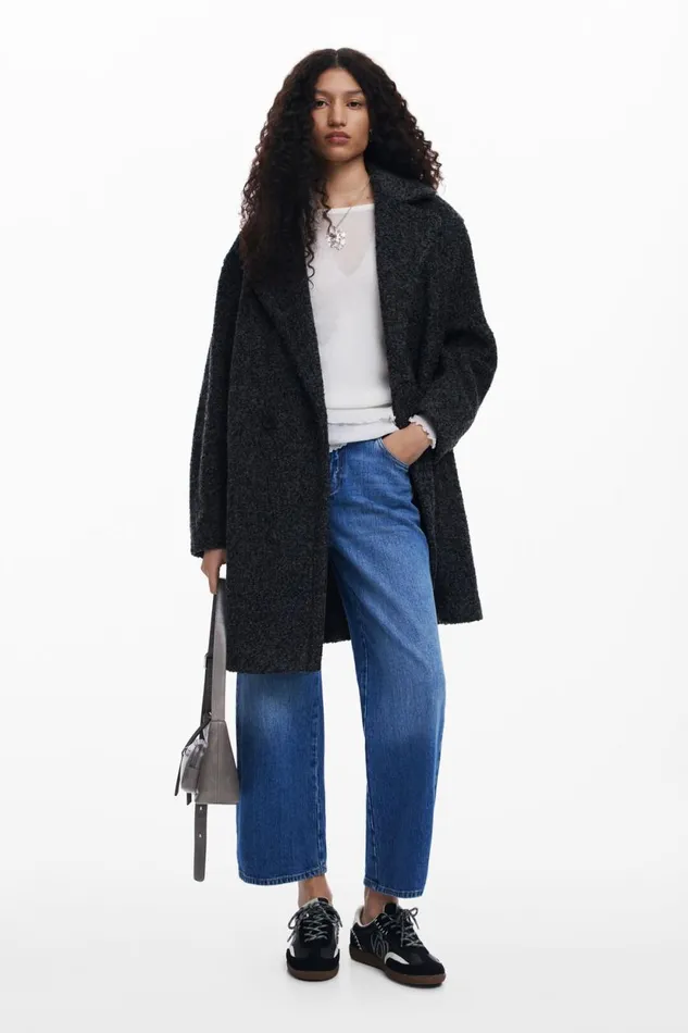 Coats And Jackets Women Desigual Long Coat Black