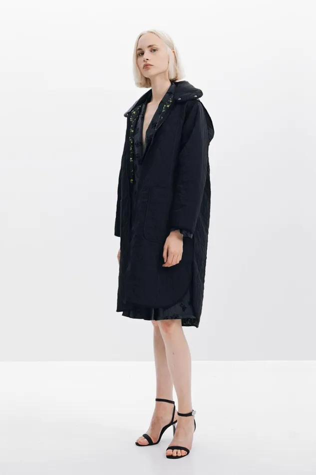 Coats And Jackets Women Desigual Long Padded Coat Black
