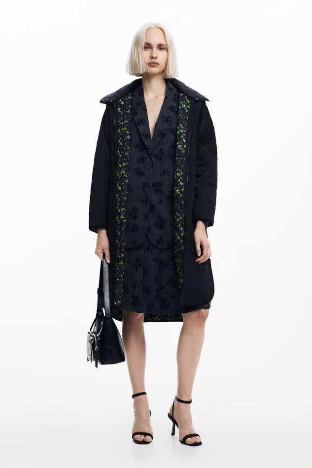 Coats And Jackets Women Desigual Long Padded Coat Black