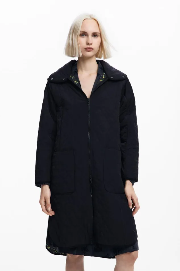 Coats And Jackets Women Desigual Long Padded Coat Black