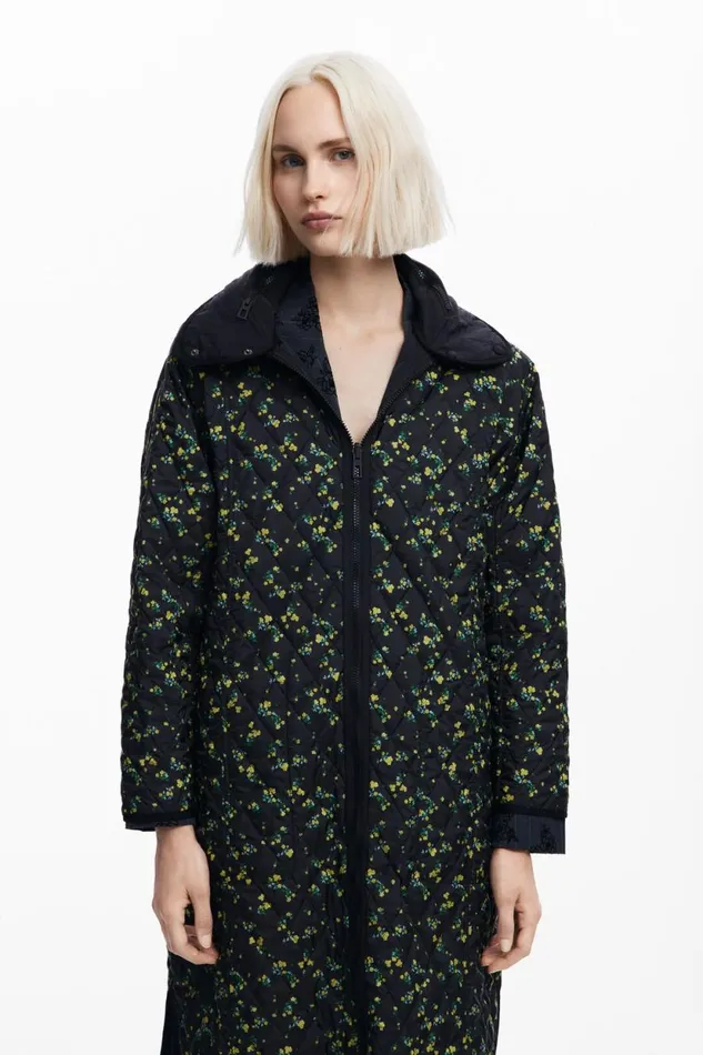 Coats And Jackets Women Desigual Long Padded Coat Black