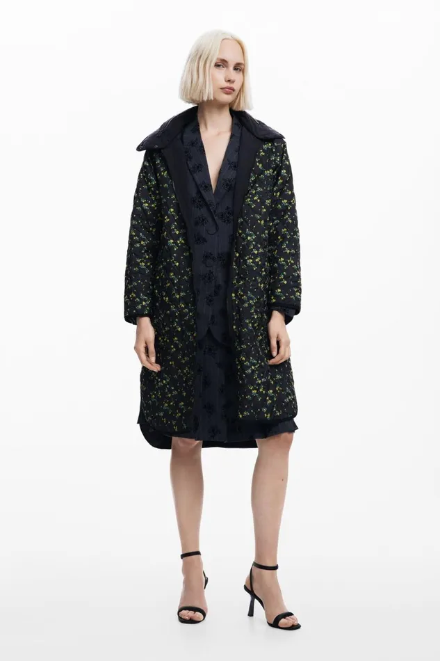 Coats And Jackets Women Desigual Long Padded Coat Black