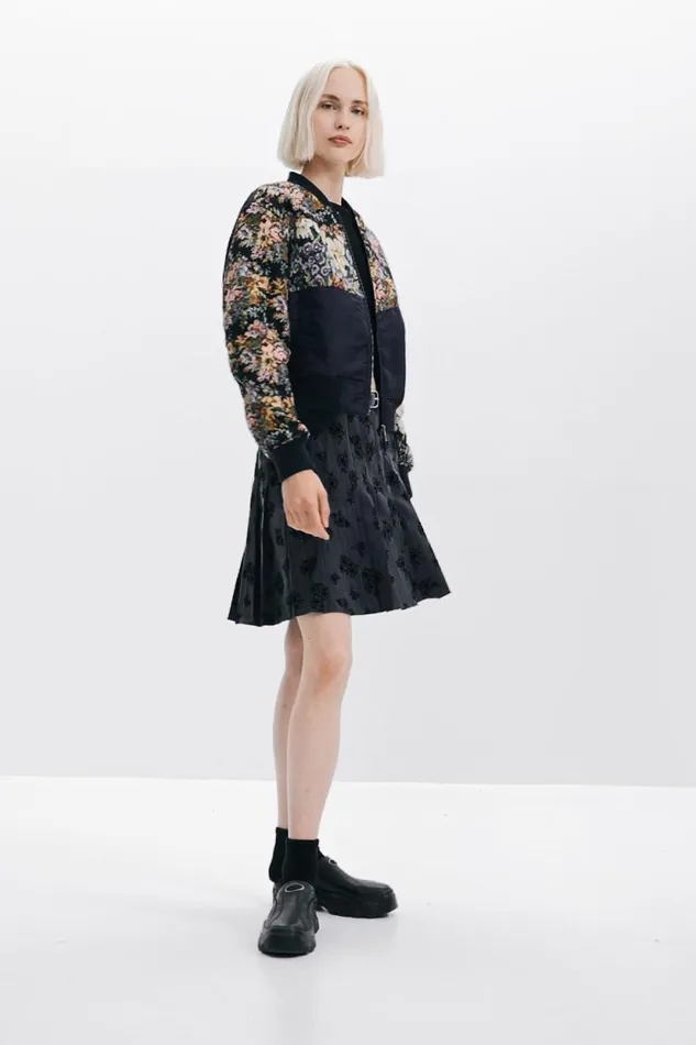 Coats And Jackets Women Desigual Printed Bomber Jacket Black