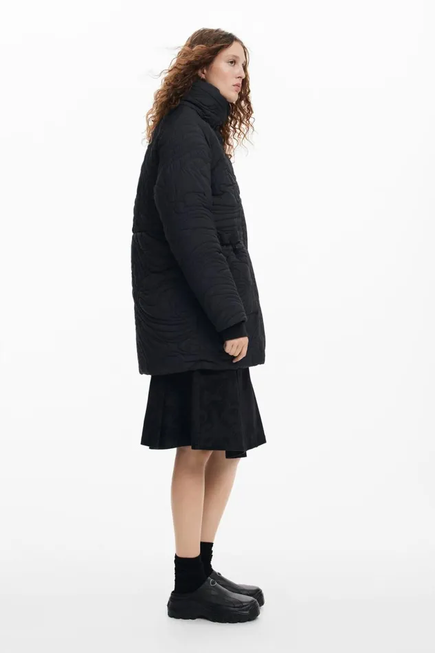Coats And Jackets Women Desigual Textured Padded Coat Black