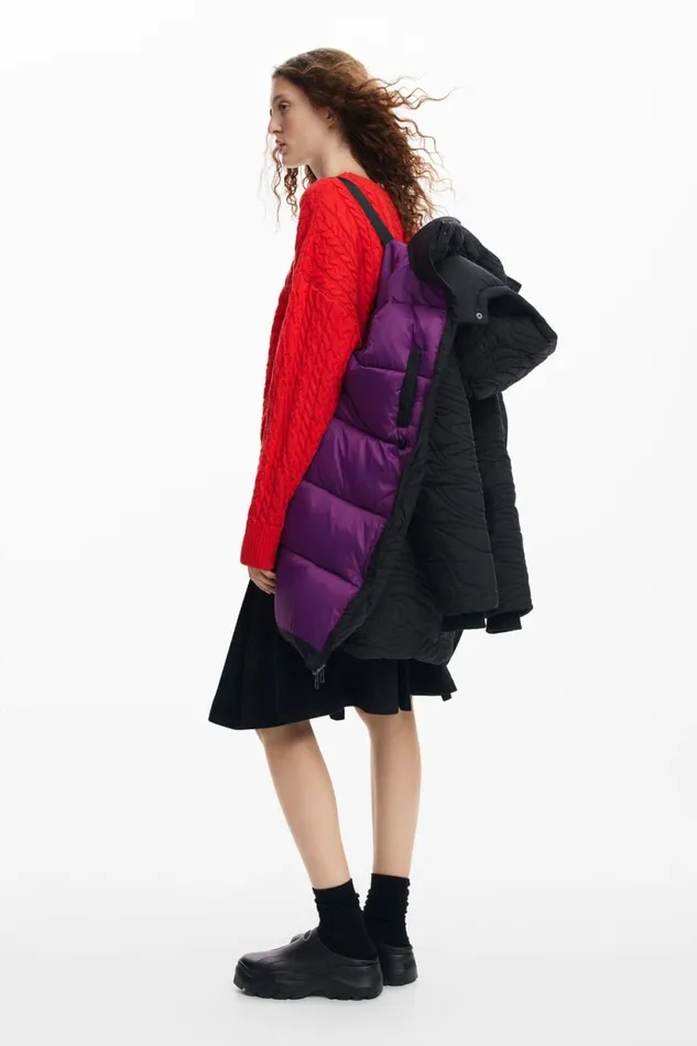 Coats And Jackets Women Desigual Textured Padded Coat Black