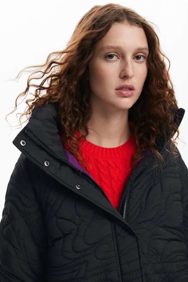 Coats And Jackets Women Desigual Textured Padded Coat Black