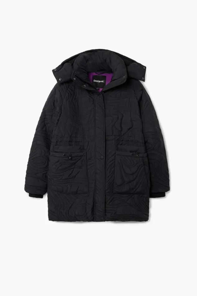 Coats And Jackets Women Desigual Textured Padded Coat Black