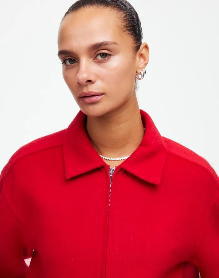 Coats Jackets Women Madewell DoubleFaced RoundedSleeve Jacket Bright Cherry