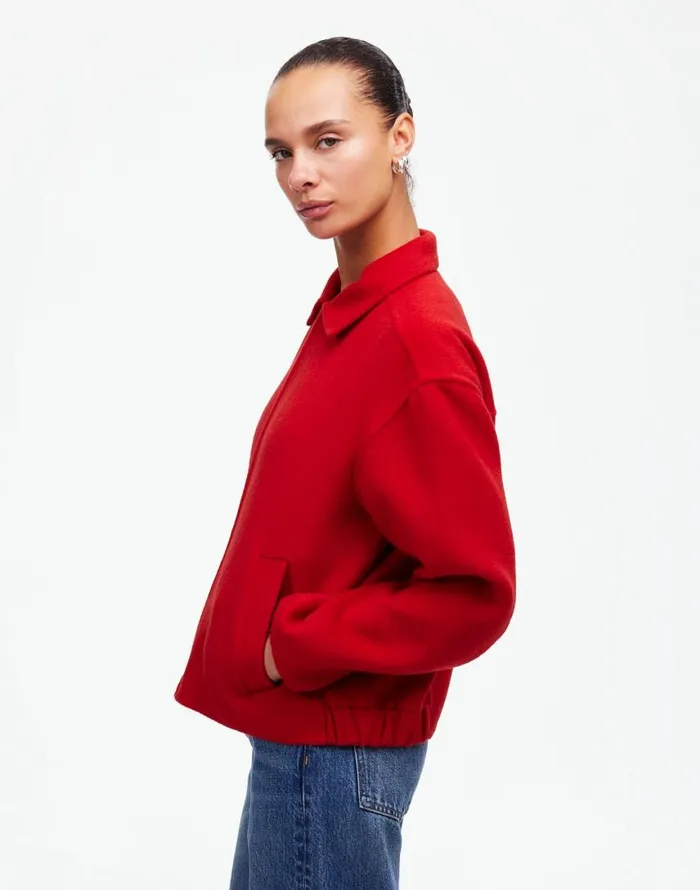 Coats Jackets Women Madewell DoubleFaced RoundedSleeve Jacket Bright Cherry