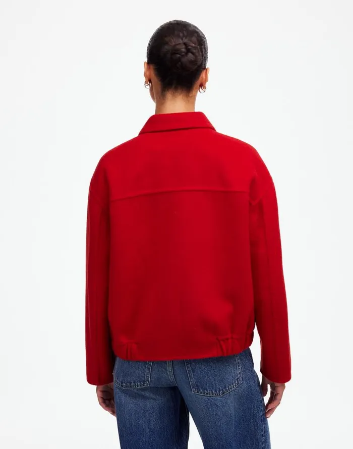 Coats Jackets Women Madewell DoubleFaced RoundedSleeve Jacket Bright Cherry