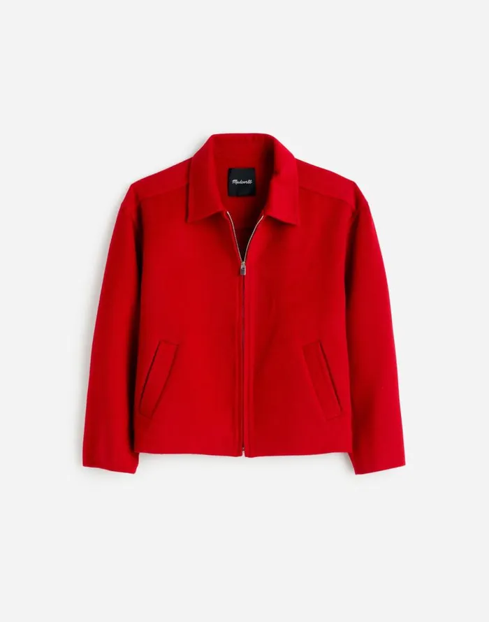 Coats Jackets Women Madewell DoubleFaced RoundedSleeve Jacket Bright Cherry