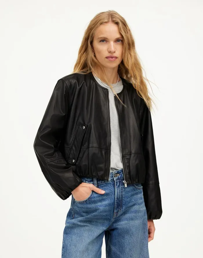 Coats Jackets Women Madewell Leather BubbleSleeve Jacket True Black