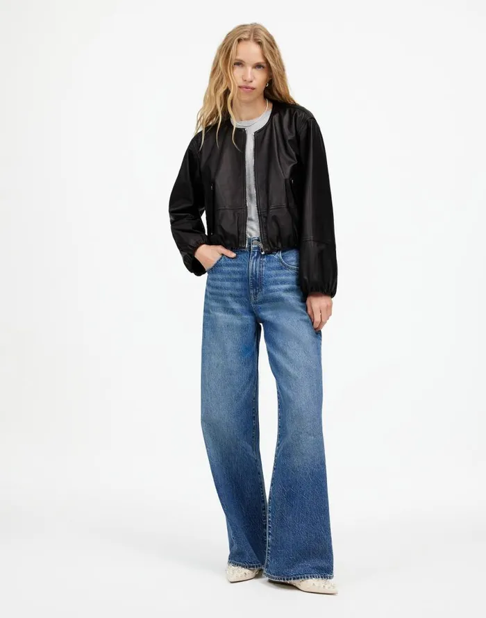 Coats Jackets Women Madewell Leather BubbleSleeve Jacket True Black
