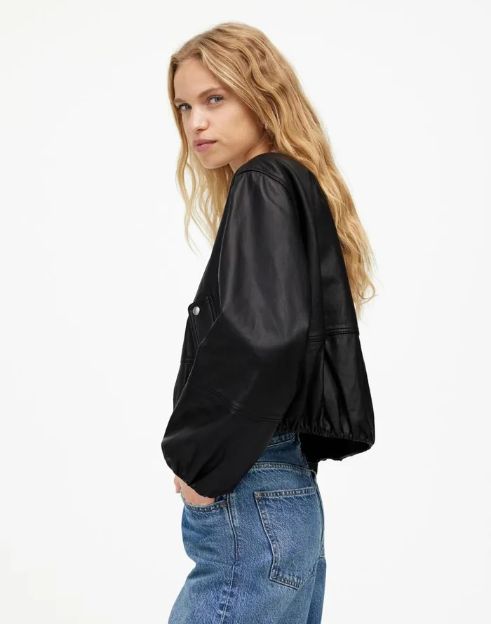 Coats Jackets Women Madewell Leather BubbleSleeve Jacket True Black