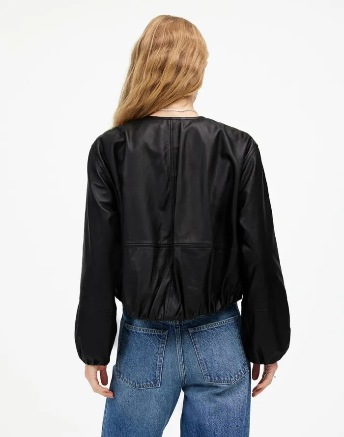 Coats Jackets Women Madewell Leather BubbleSleeve Jacket True Black
