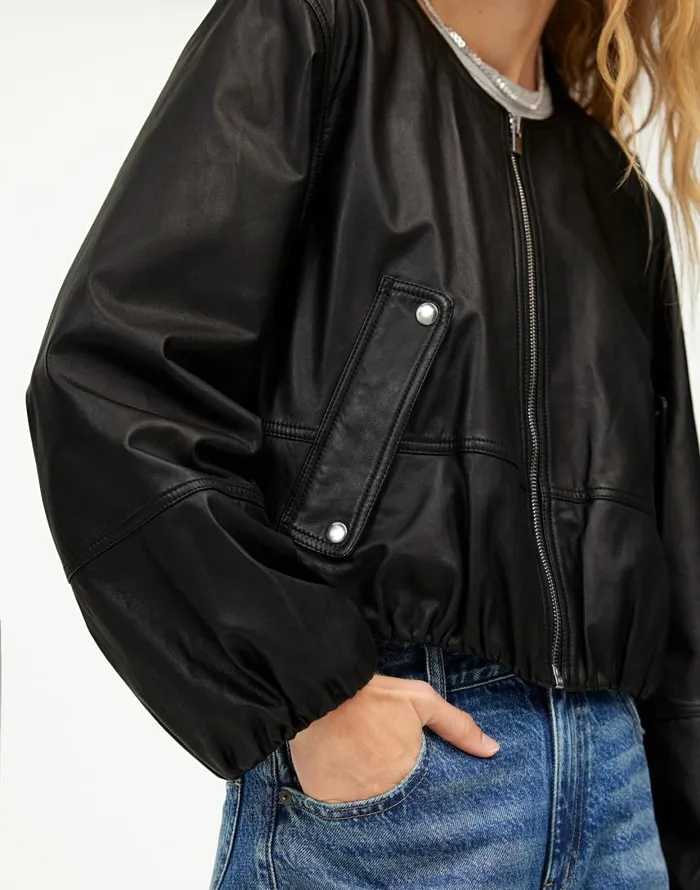 Coats Jackets Women Madewell Leather BubbleSleeve Jacket True Black
