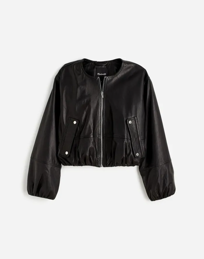 Coats Jackets Women Madewell Leather BubbleSleeve Jacket True Black