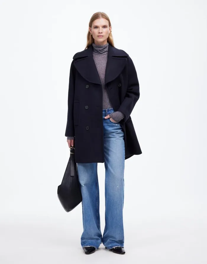 Coats Jackets Women Madewell OversizedCollar Peacoat In Insuluxe Fabric Deep Navy As Standard Coats Jackets Women Madewell OversizedCollar Peacoat In Insuluxe Fabric Deep Navy As Standard