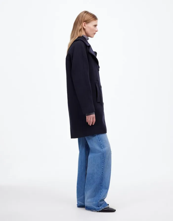 Coats Jackets Women Madewell OversizedCollar Peacoat In Insuluxe Fabric Deep Navy As Standard
