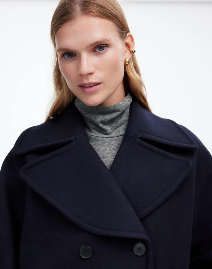 Coats Jackets Women Madewell OversizedCollar Peacoat In Insuluxe Fabric Deep Navy As Standard