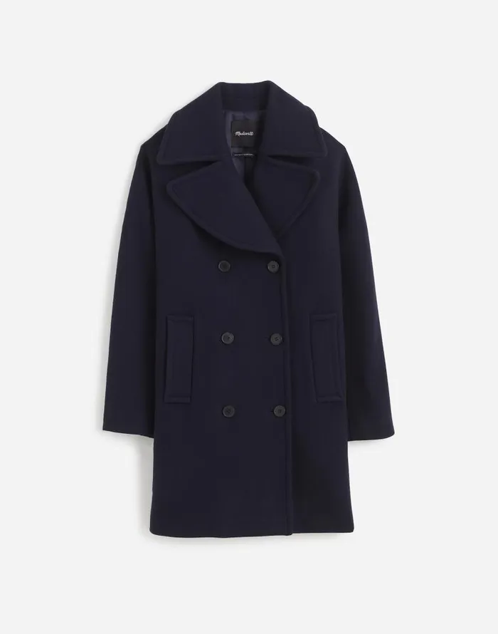 Coats Jackets Women Madewell OversizedCollar Peacoat In Insuluxe Fabric Deep Navy As Standard